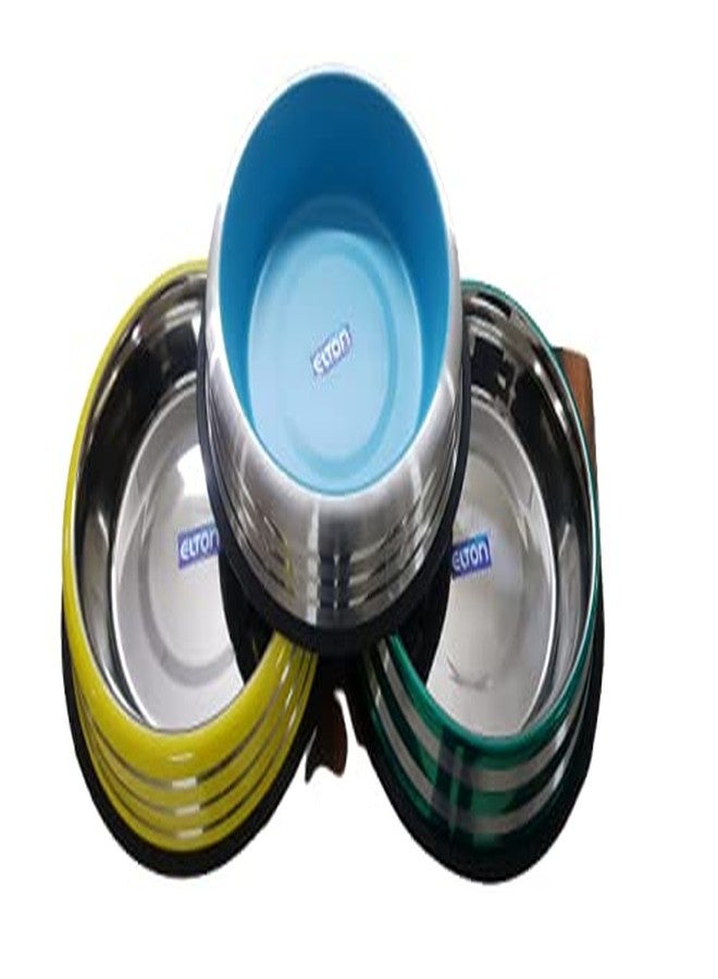 ELTON Set of 2 Colorful Belly Bowl Extra Large Stainless Steel Pet Bowl (2730 ml Silver, Blue, Black) - Image 4